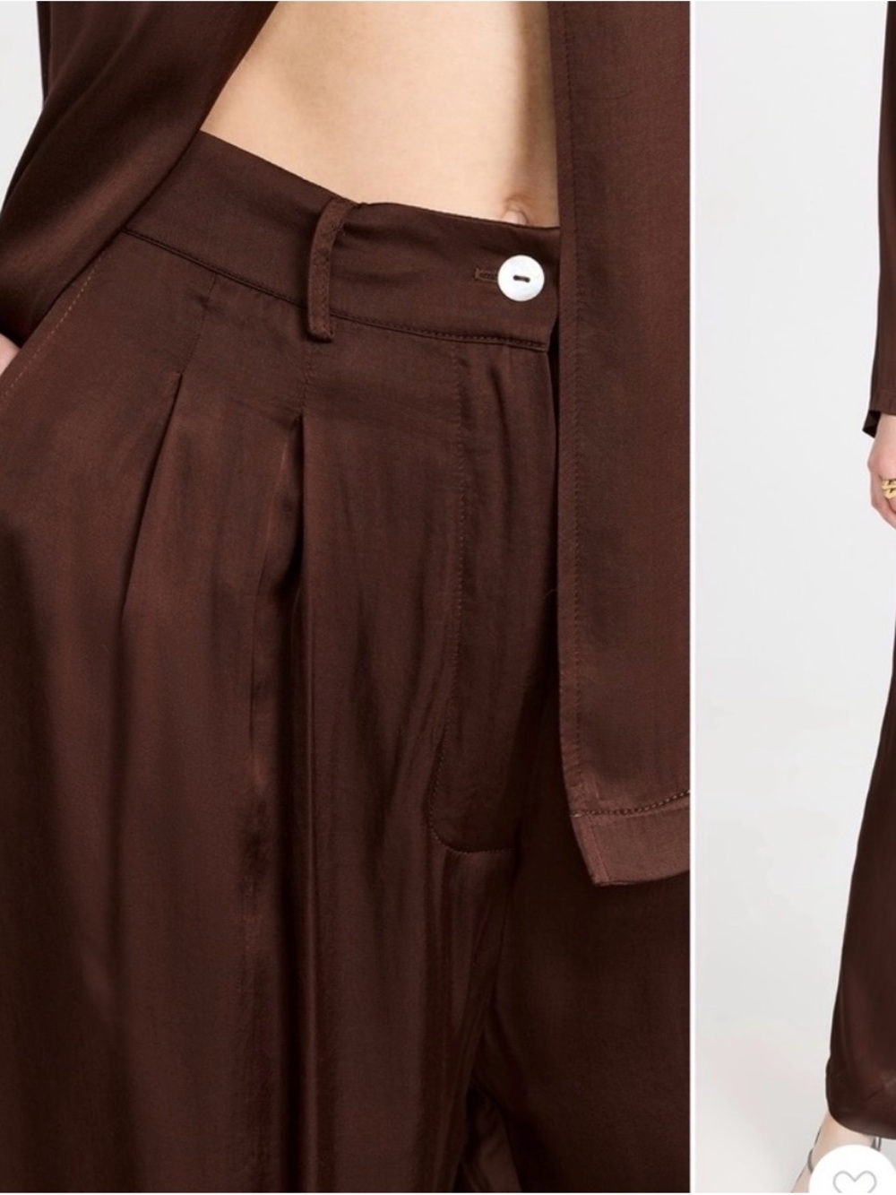 DONNI. Silky Wide-Leg Brown Pants - Picture 2 of 6